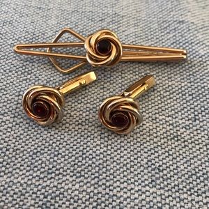 Vintage Swank love knot tie clip & cuff links.